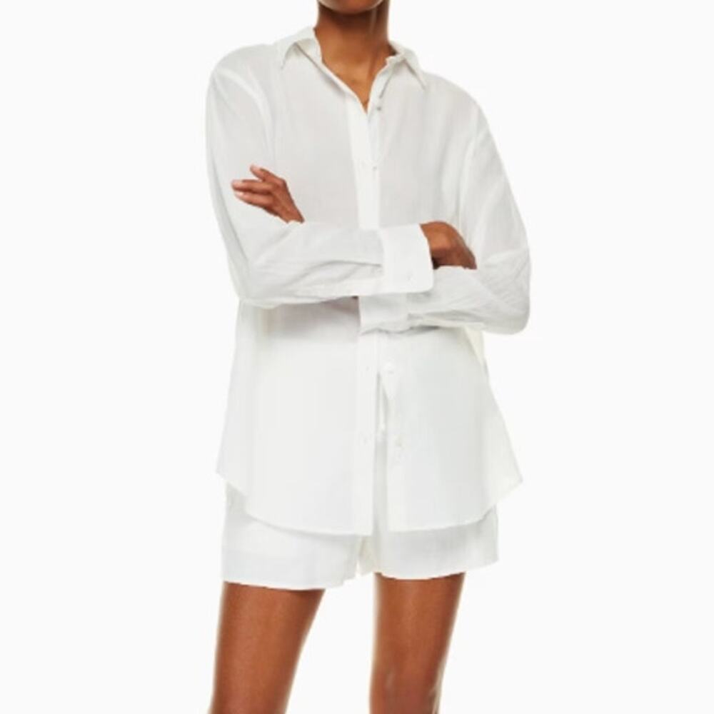 Wilfred Free Sail Shirt White Cotton Gauze Button Up Long Sleeve Women's S